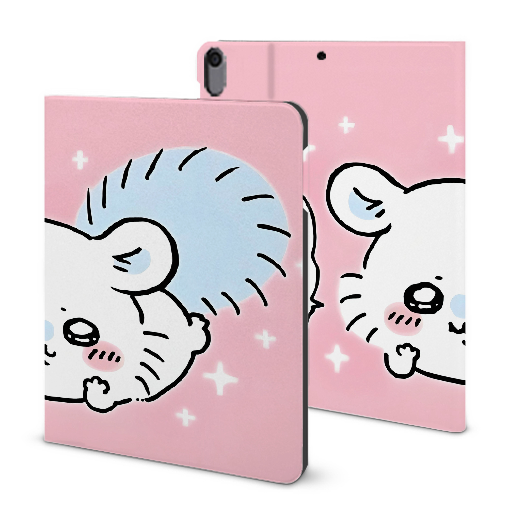 （画像用） ちいかわ Chii-kawa IPad ケース ブック型 PUレザー TPU 耐衝撃 軽量 薄型 ペン収納なし 全面保護 IPad 各モデル対応